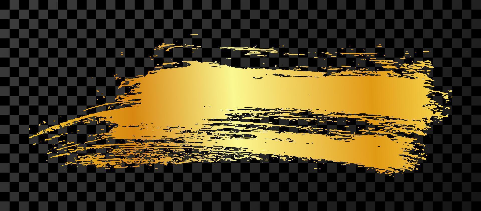 Gold brush stroke. Hand drawn ink spot isolated on background vector