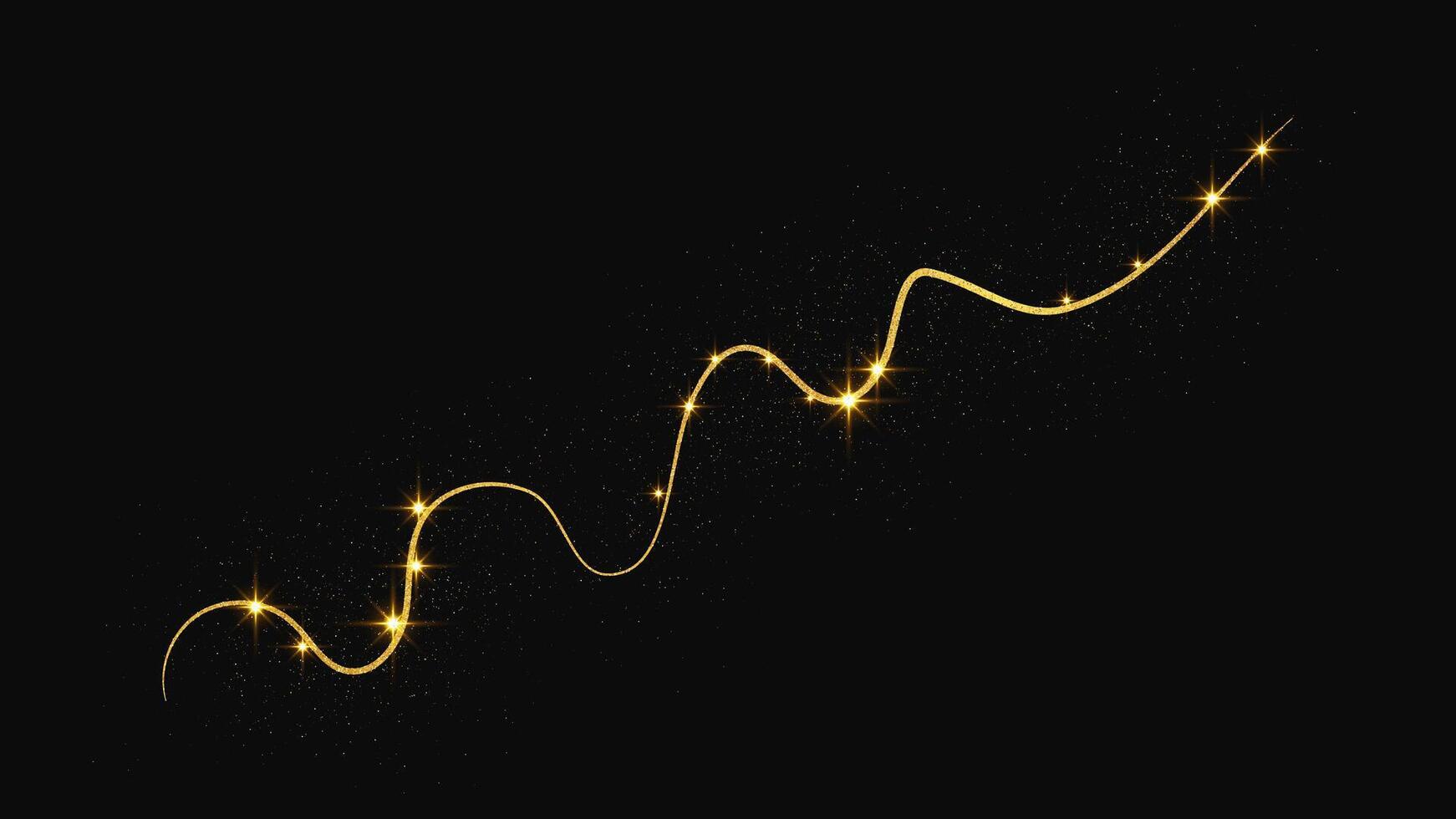 Gold glittering confetti wave and stardust. Golden magical sparkles vector