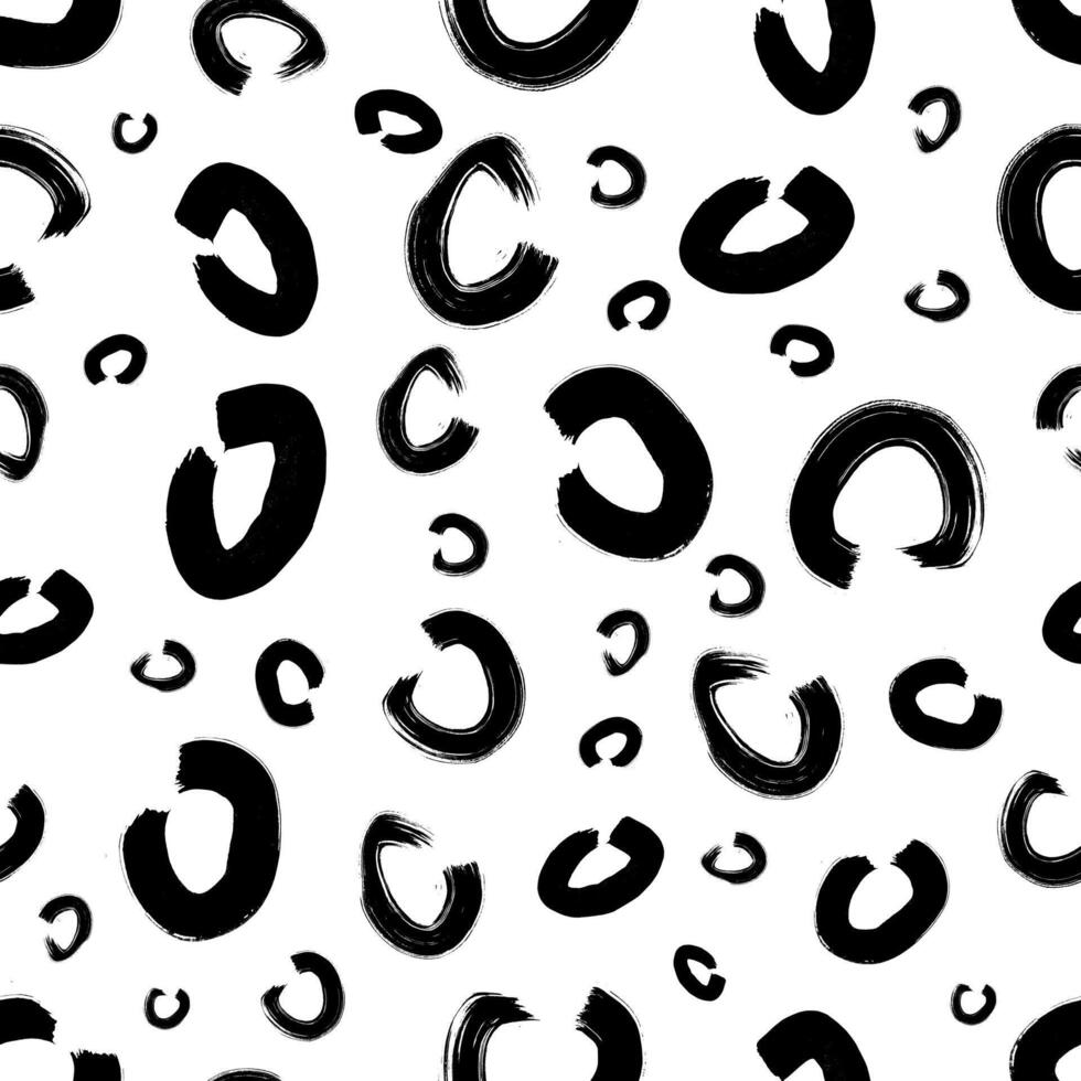 Seamless pattern with black sketch hand drawn brush scribble circles shape on background. Abstract texture. illustration vector