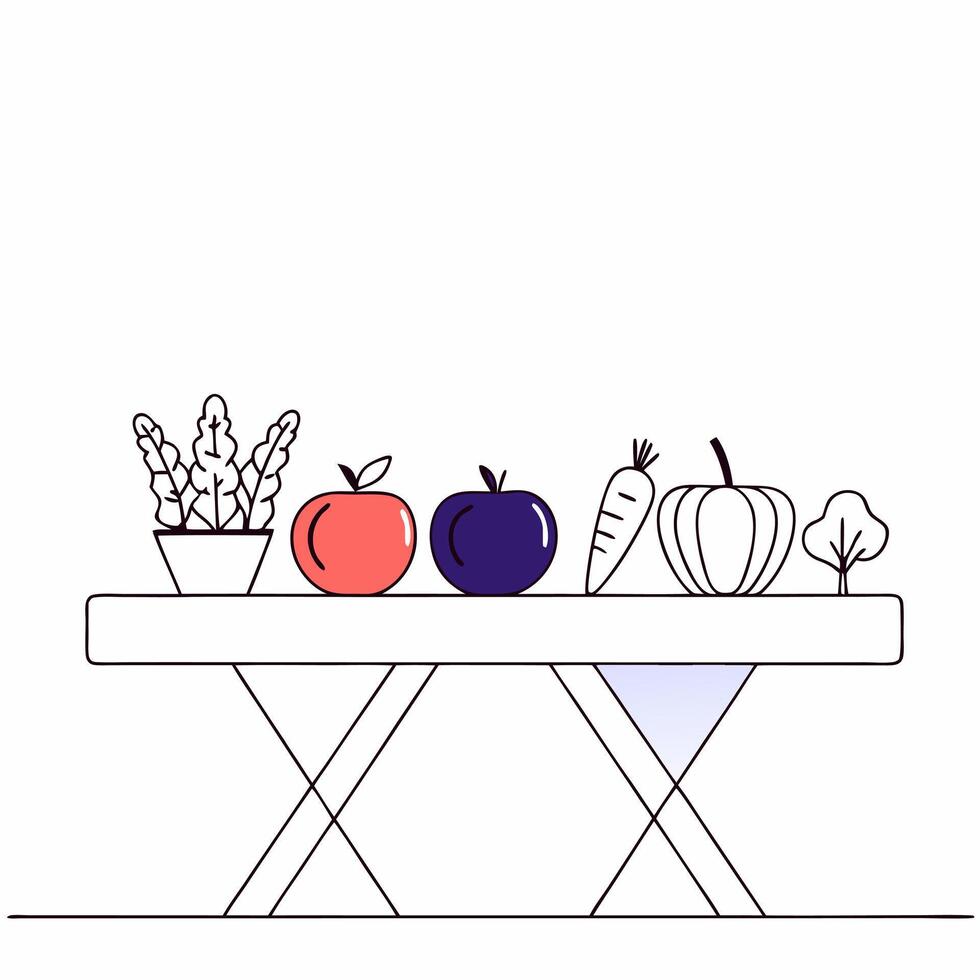 Organic food. Minimalistic fresh farm vegetables. Flat style. vector