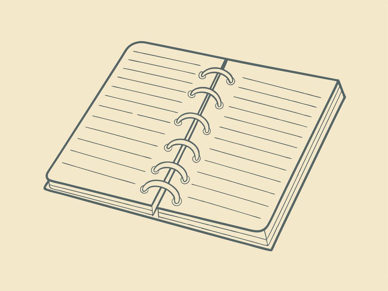 Old notebook image. Flat retro style vector