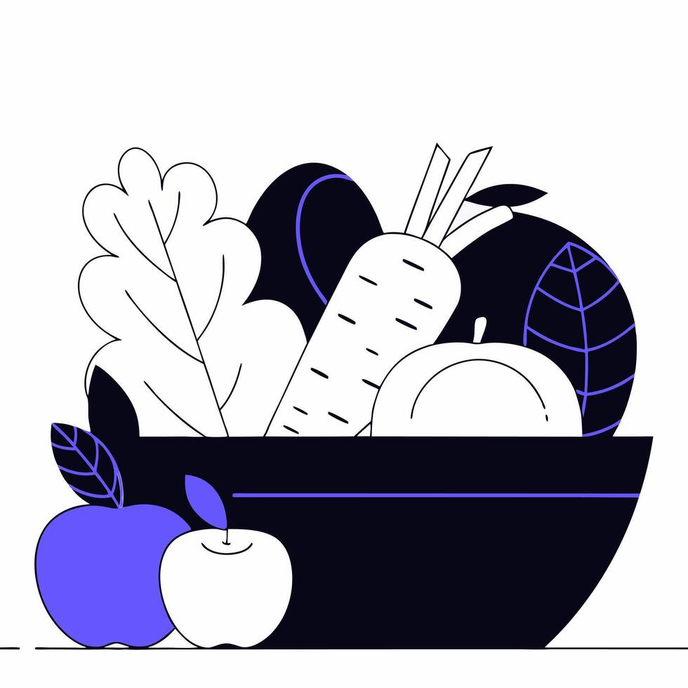 Organic food. Minimalistic fresh farm vegetables. Flat style vector