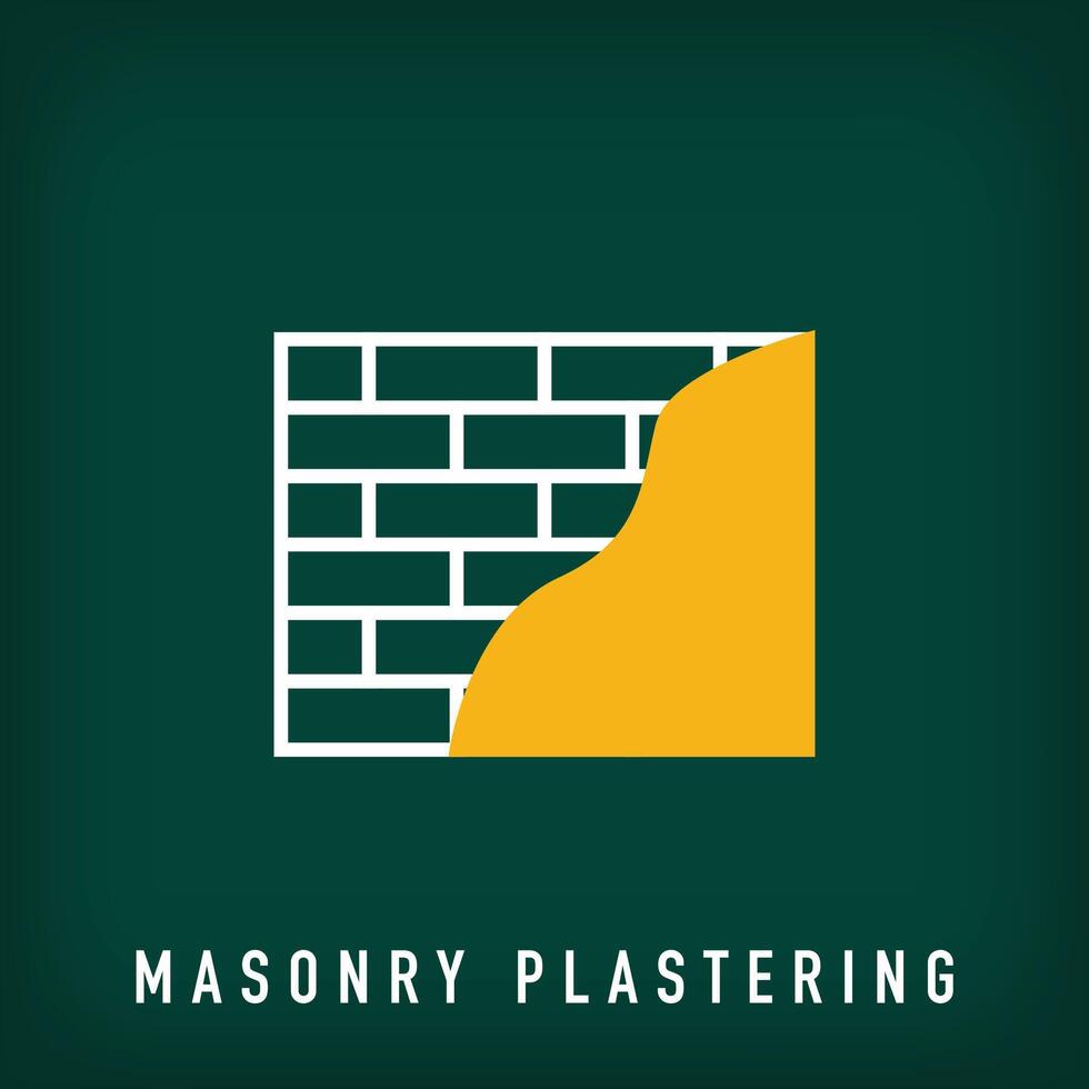 Brick and wall plastering logo design. vector