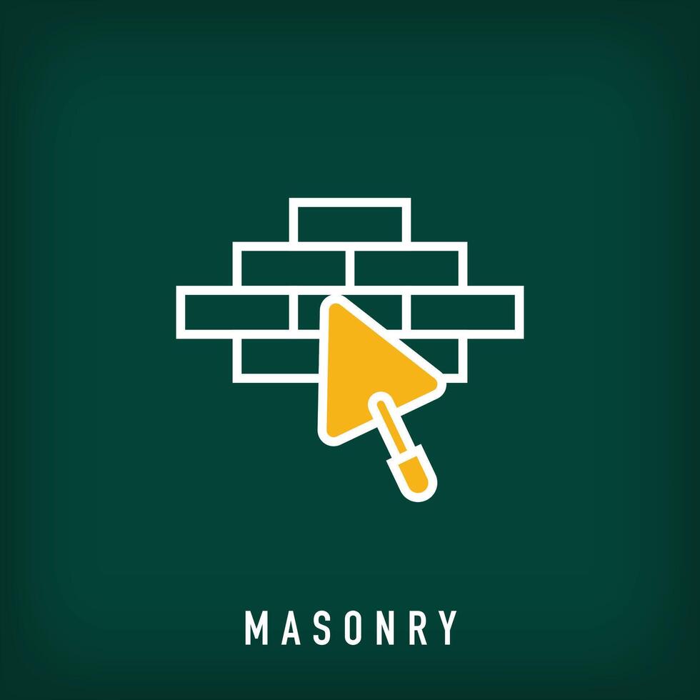 Linear brick and wall plastering logo design. Construction and real estate company logo template. vector
