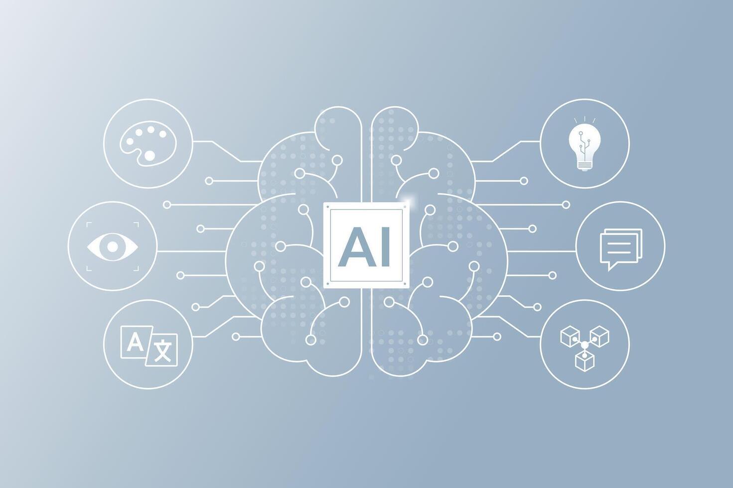 concept, Artificial intelligence AI brain. Technology related to artificial intelligence, idea, content generator. vector