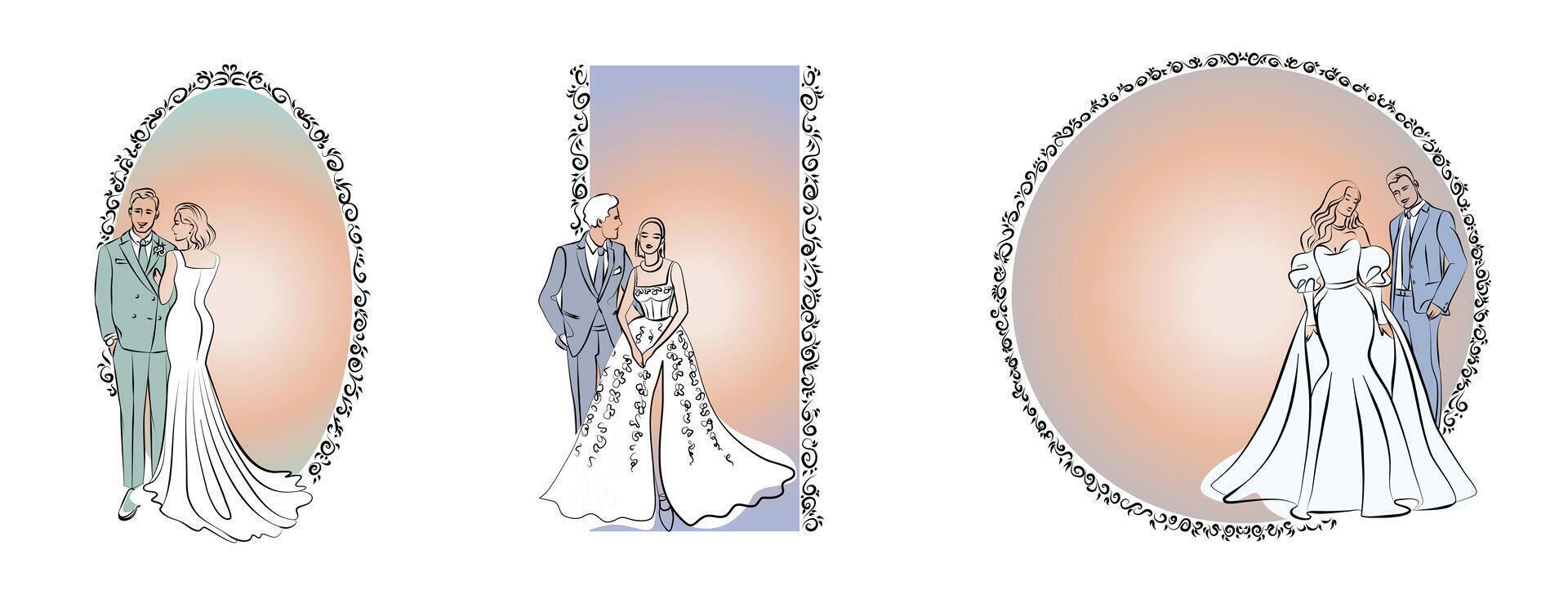 Elegant couple in formal attire, perfect for wedding vector