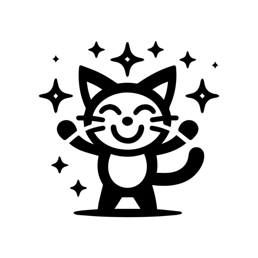 A black and white cat with stars on it vector