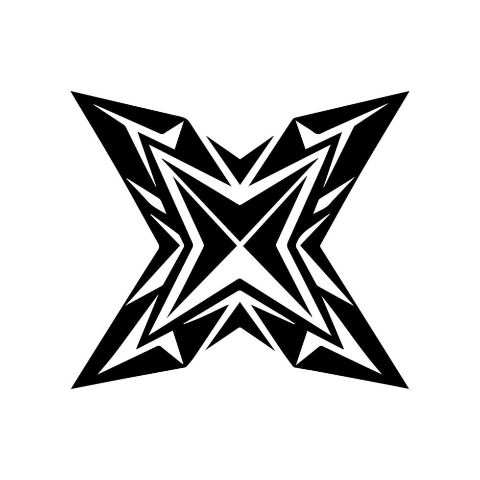 A black and white tribal design with a star vector