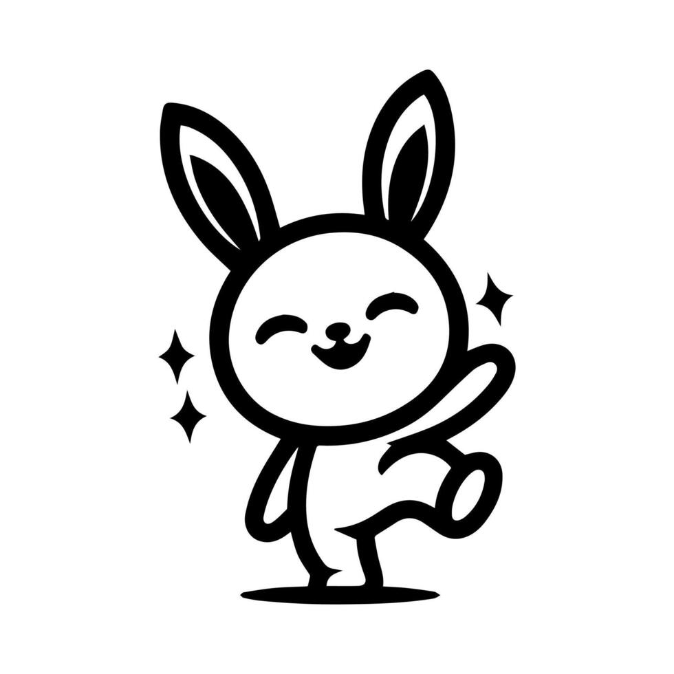 A black and white drawing of a bunny vector