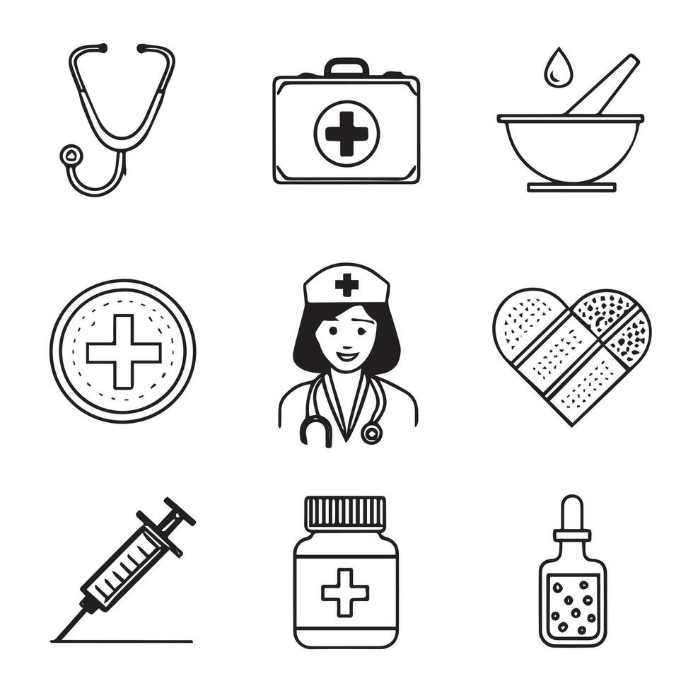 Emergency health and treatment symbols vector