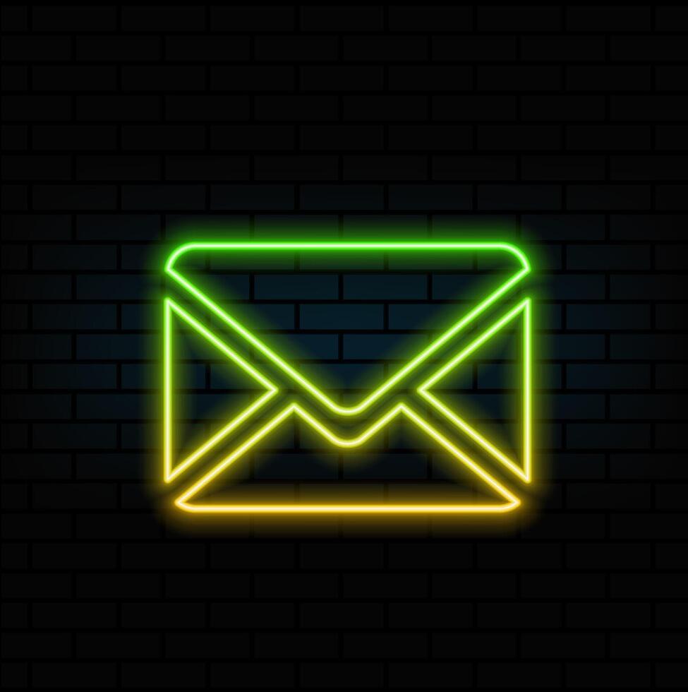 mail envelope letter flat icon isolated. neon style. vector