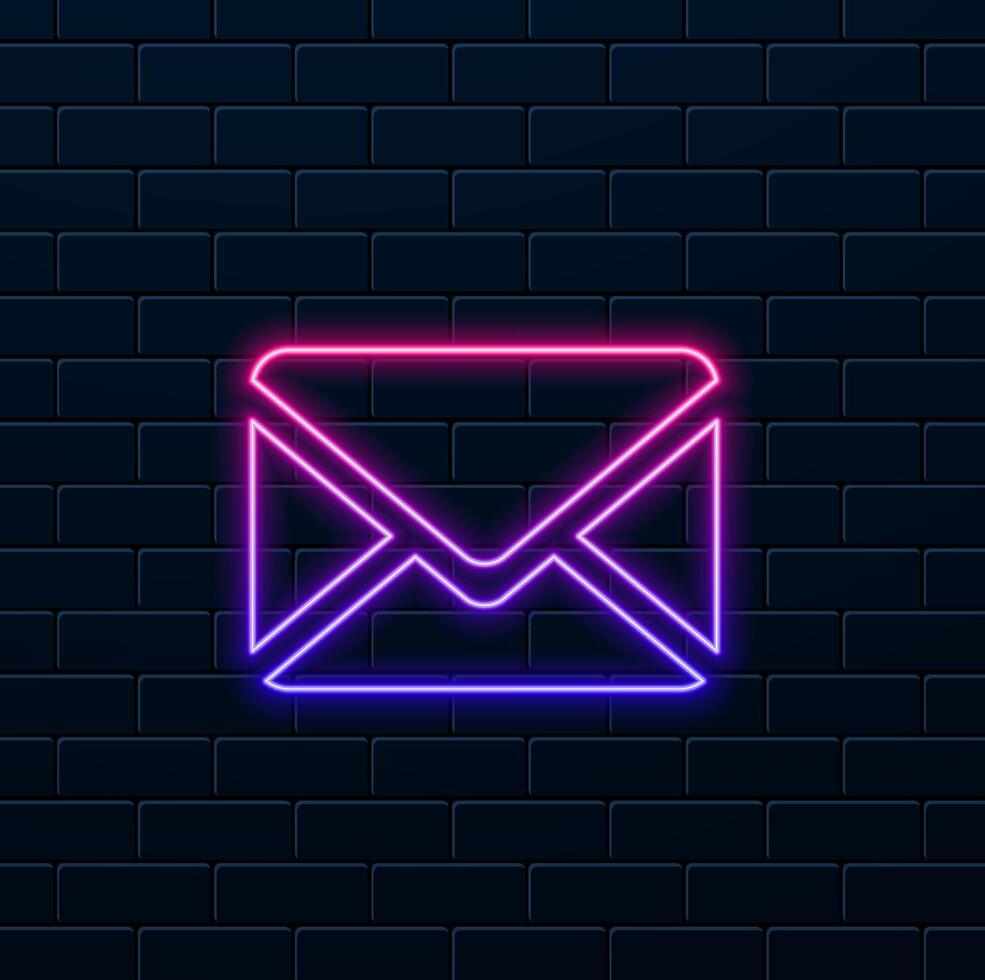 neon style. Email Envelope Icon with Notification Badge for Digital Communication , email icon set. Mail icon set. email icon . E-mail Envelope illustration vector