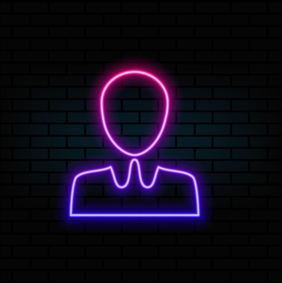 Avatar, profile purple neon icon. Transparent background. blue Neon Icon vector