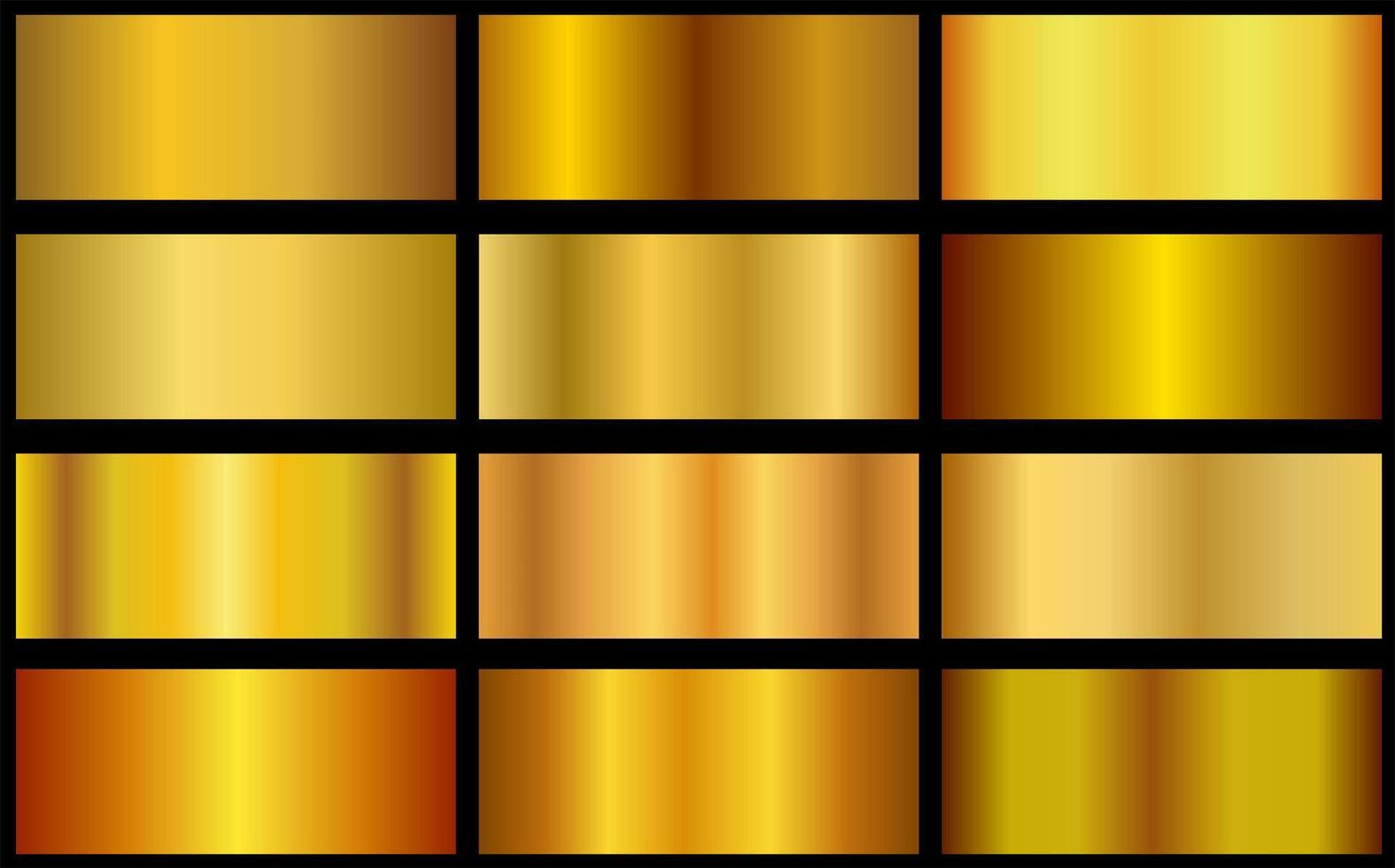 metallic gold gradient palette. gold gradient. vector
