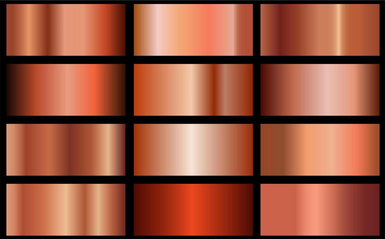 Bronze gradients set. Metallic bronze gradients. Elegant collection of bronze gradients. vector