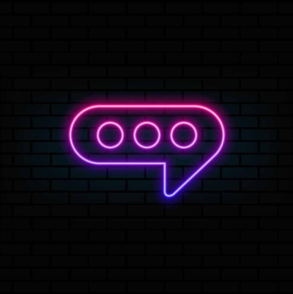 speech bubble flat icon . neon style. vector