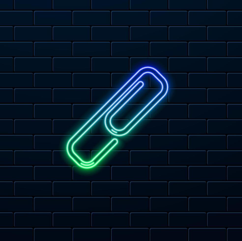 Isolated of Paper Clip Icon. neon style. vector