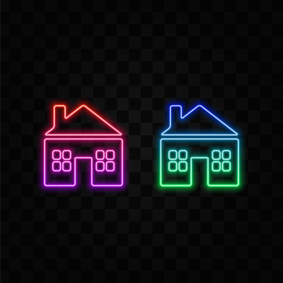 Home building design isolated on white background. neon style. vector