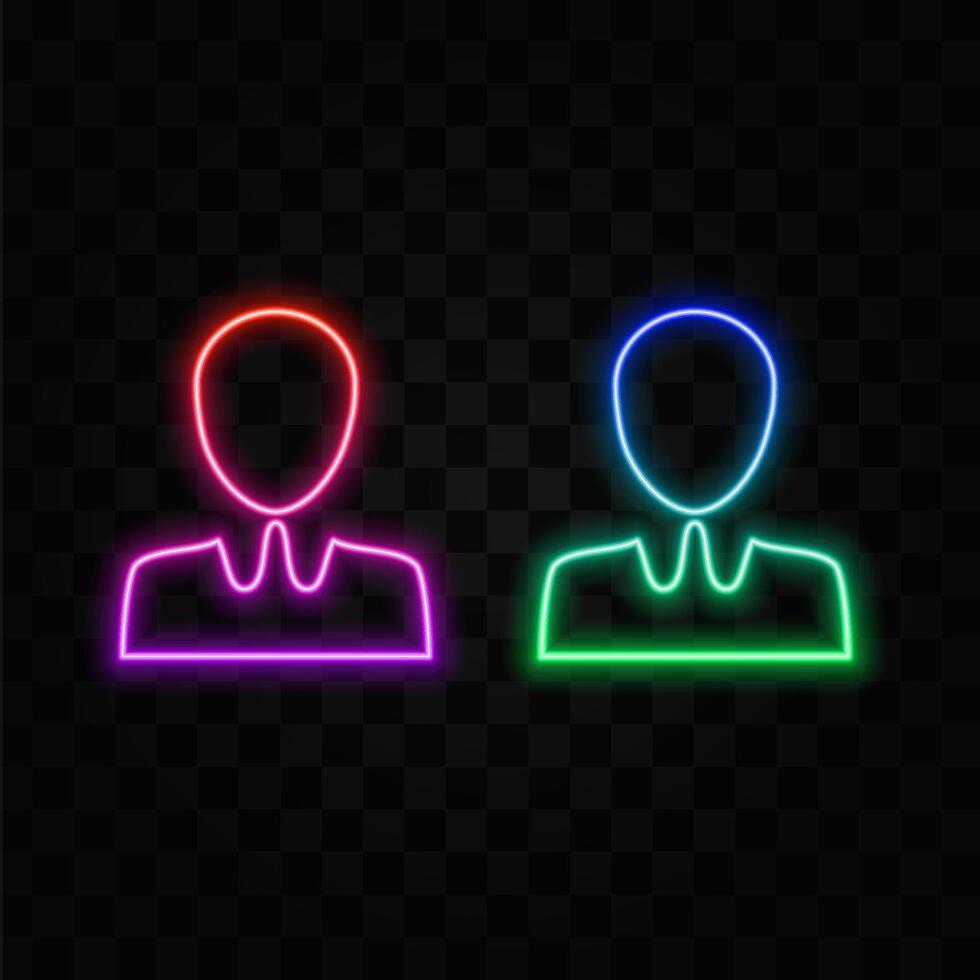 Yellow neon icon avatar. Transparent background. blue Neon Icon vector