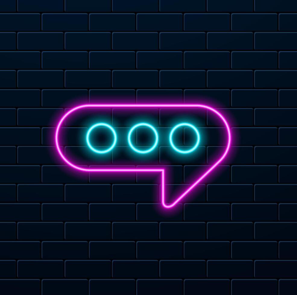 Chat Message icon, Talk bubble speech logo. neon style. Chat on line symbol, app Chat Messaging business concept, illustration vector