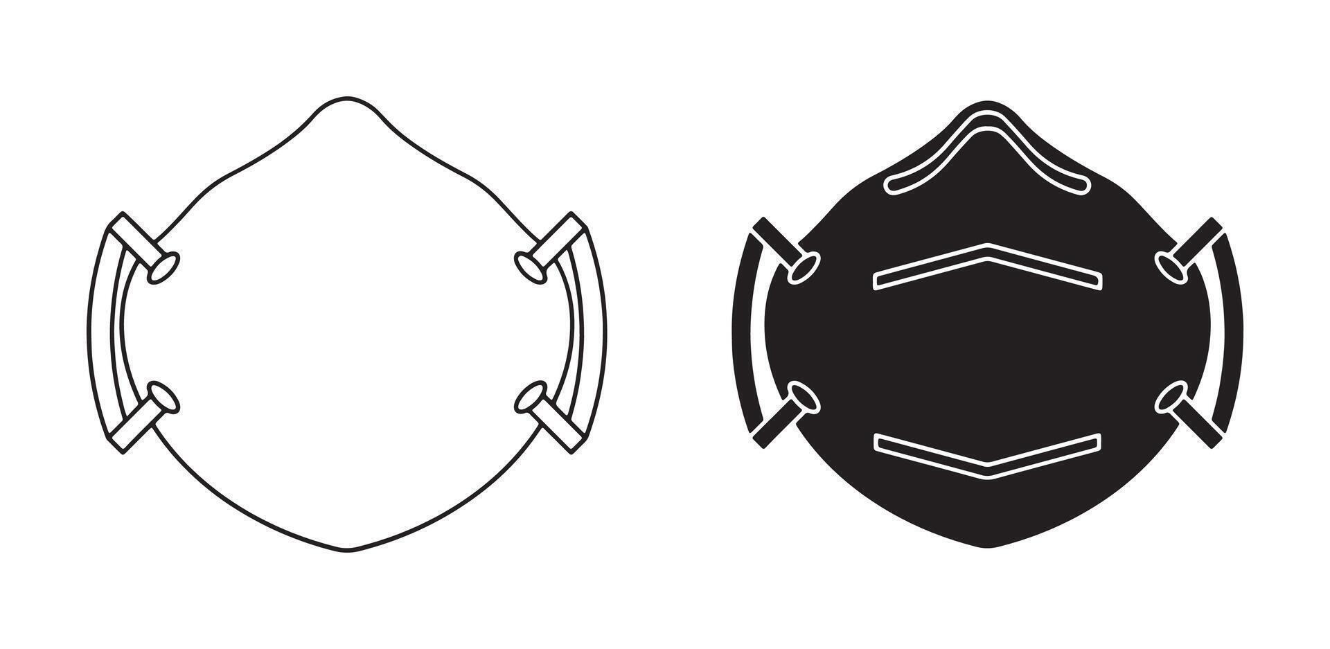 Simple Black and White N95 Respirator Mask Icon vector