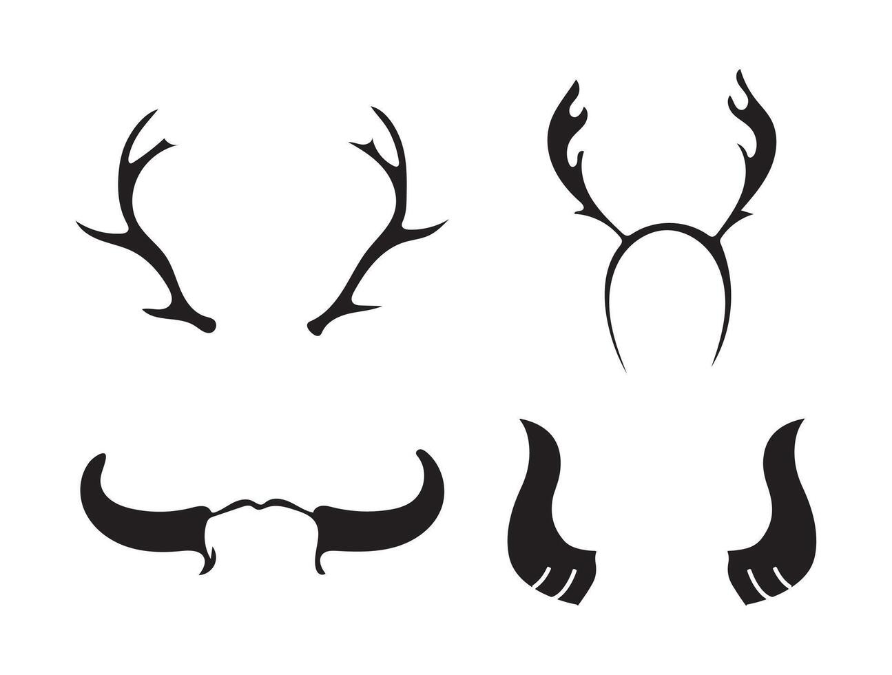 Simple Black and White Silhouette Deer Antlers and Horns vector