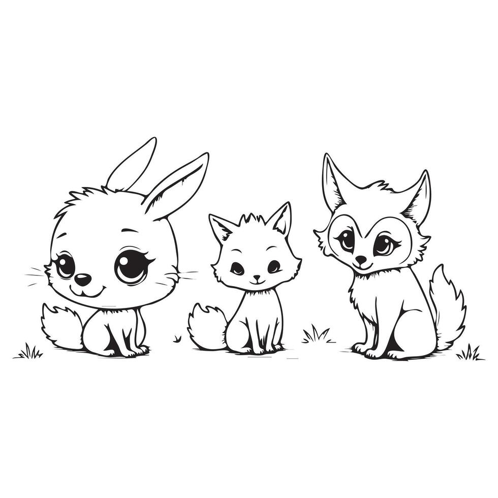 Animal Fox Outline, Baby Fox Clipart, Woodland Animal Cut File vector
