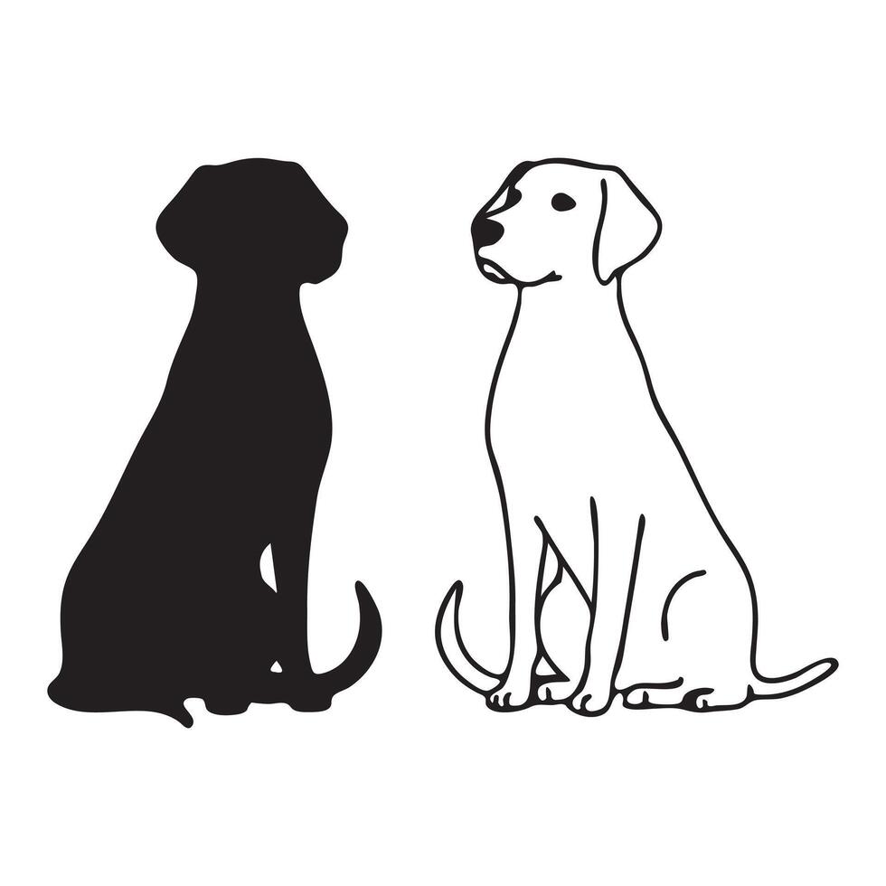 Bundle Dog Silhouette And Line Art vector