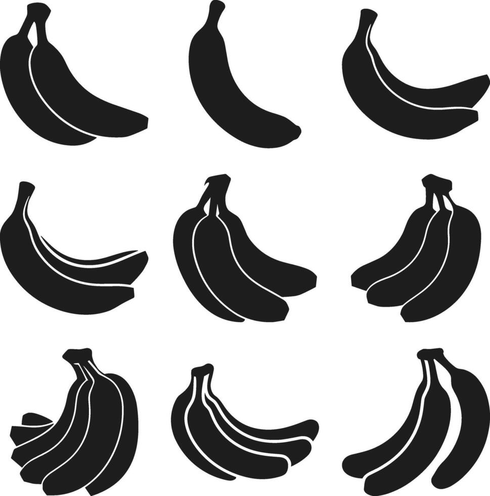 Banana Silhouette Collection Set vector