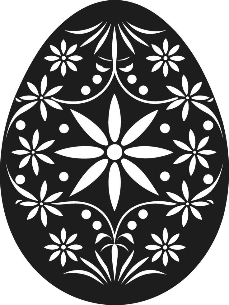 Intricate Floral Easter Egg Silhouette Illustration vector