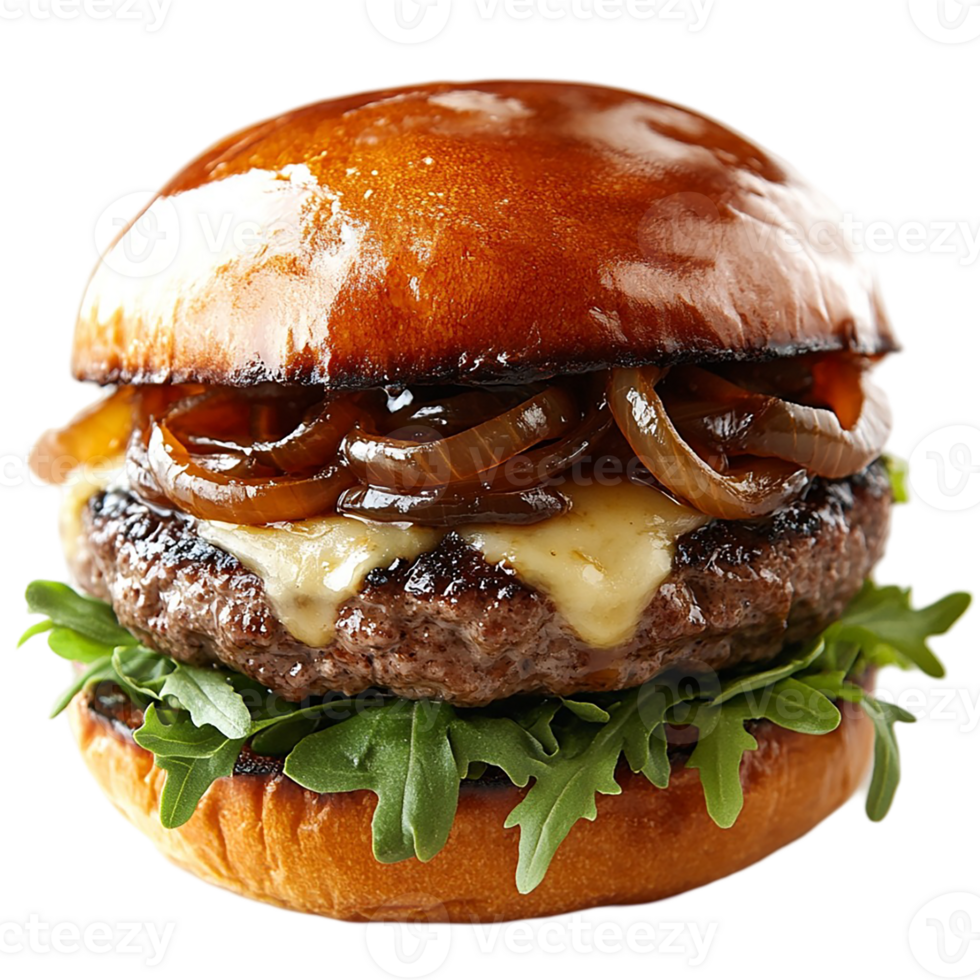A hamburger with onions and cheese on it png