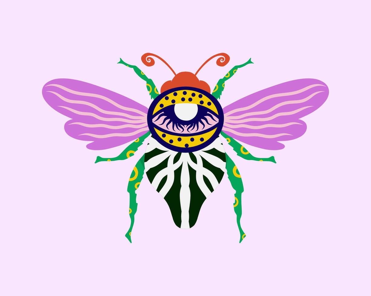Colorfull beetle bee insect bug illustration clip art animal wings artwork print art editable vector