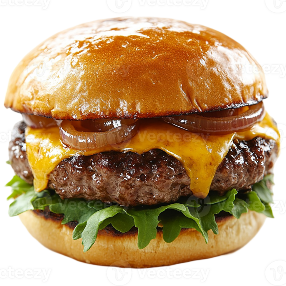 A hamburger with cheese and onions png