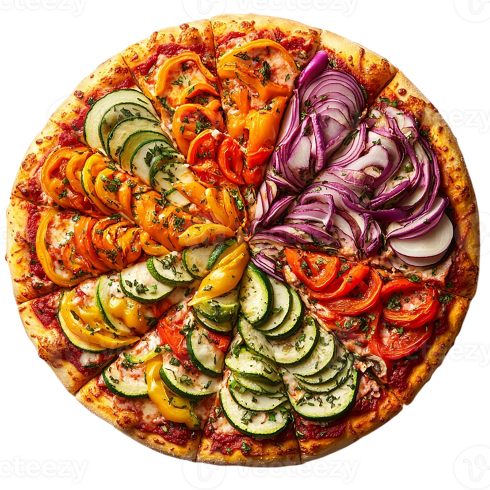 A pizza with vegetables on it png
