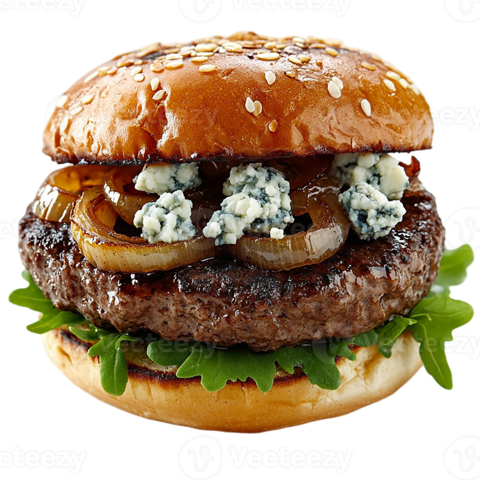 A hamburger with cheese and onions png