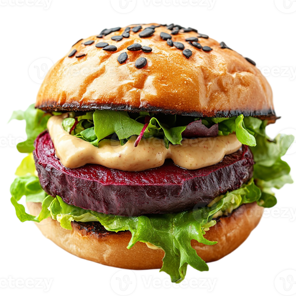 A hamburger with a beets and lettuce on it png