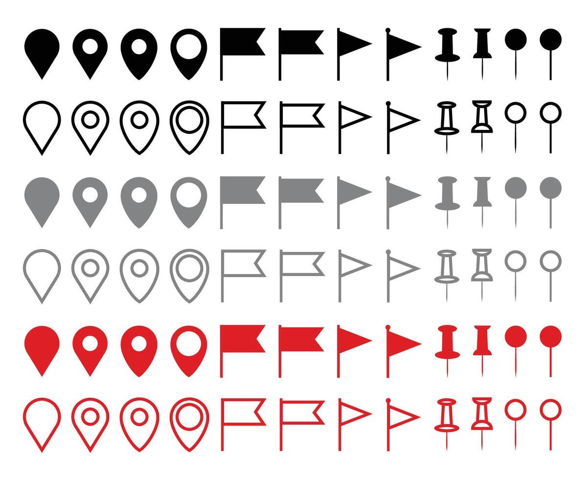 Location Pointers and Map Pin Icon Set vector