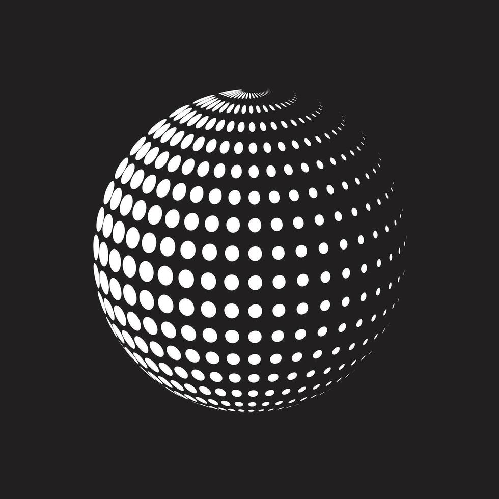 white sphere with halftone vector