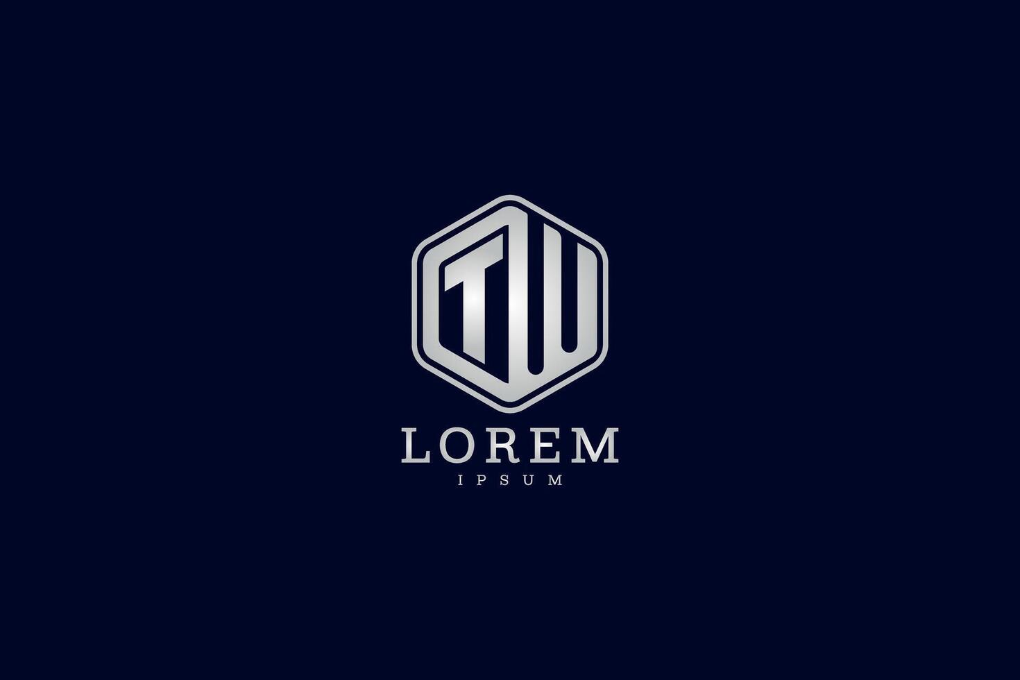 Sleek TW logo design with hexagonal frame, modern typography, and bold style. vector