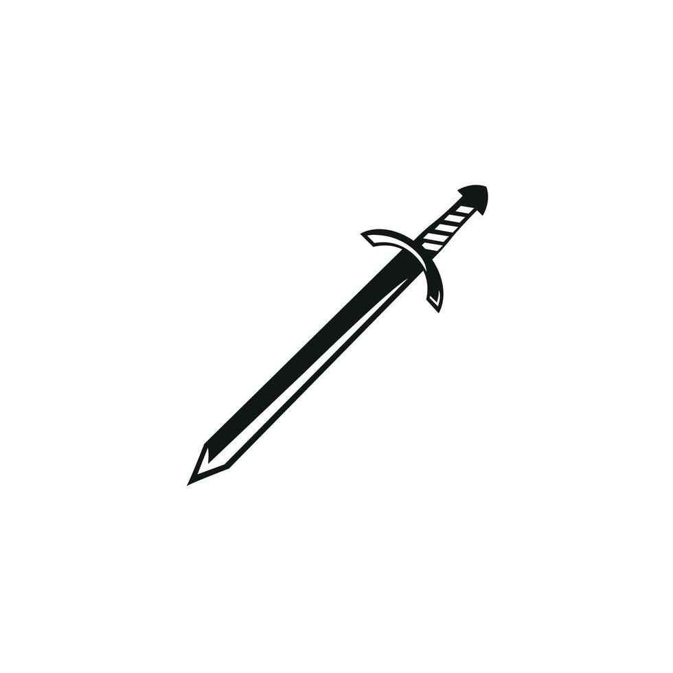 Sharp Black Sword Icon, Minimalist Weapon, Medieval Warrior Symbol vector
