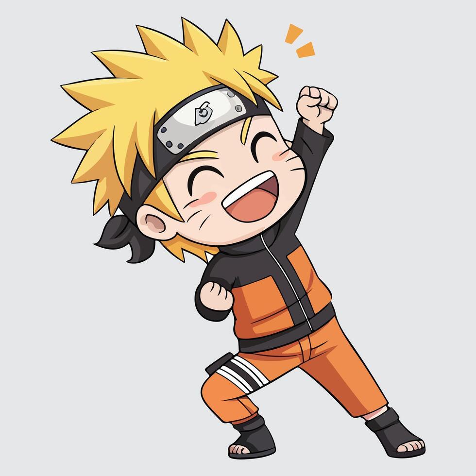 Chibi Naruto Cheerful Ninja Pose vector