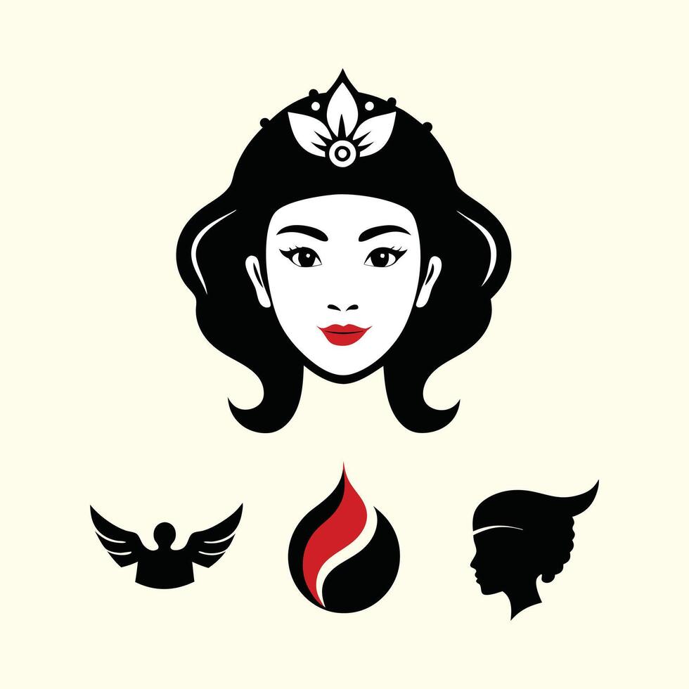 A woman with a crown and wings on her head vector
