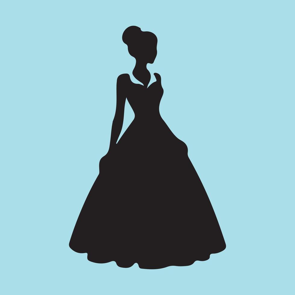 Silhouette of a woman in a ball gown vector