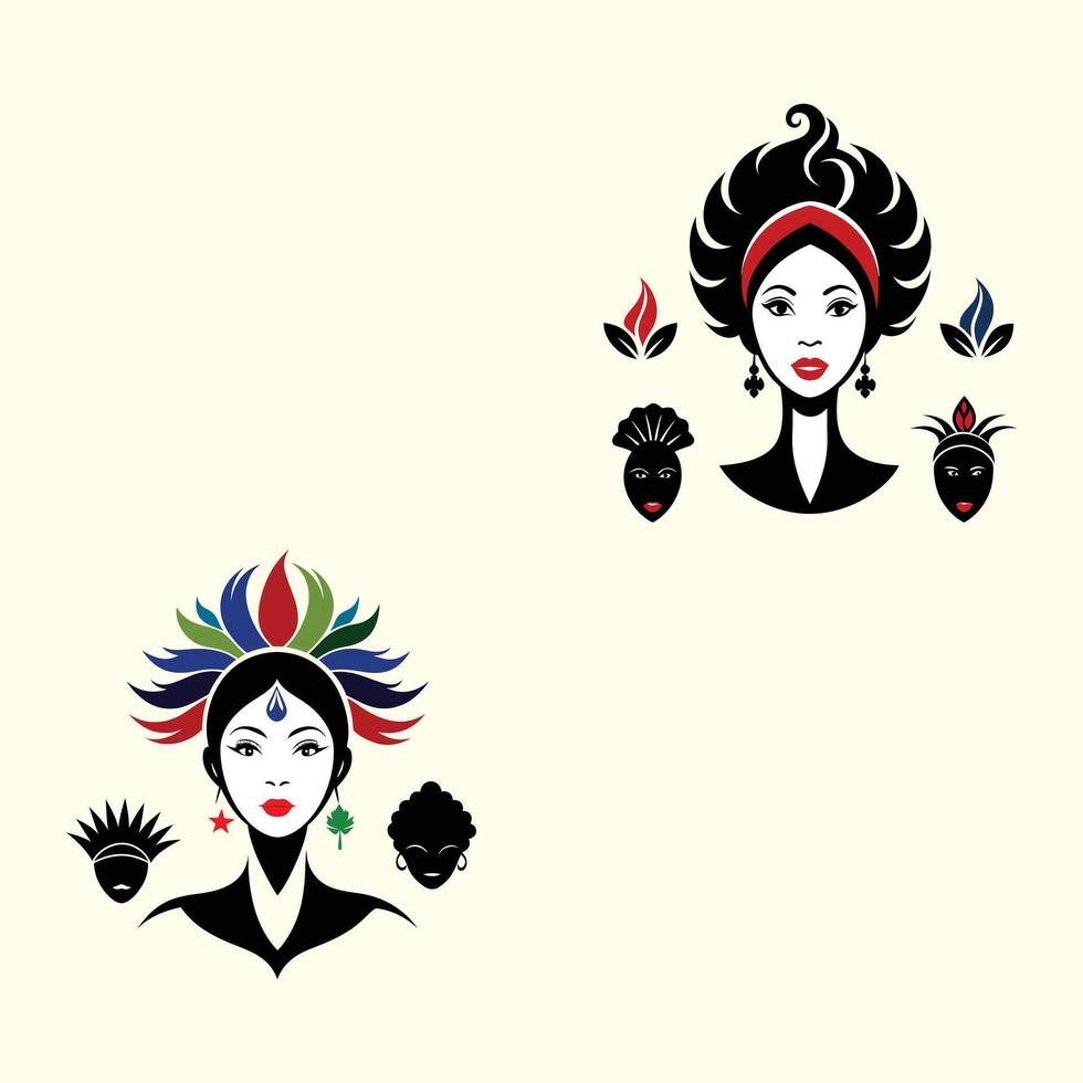 Three different designs of women with different hair styles vector