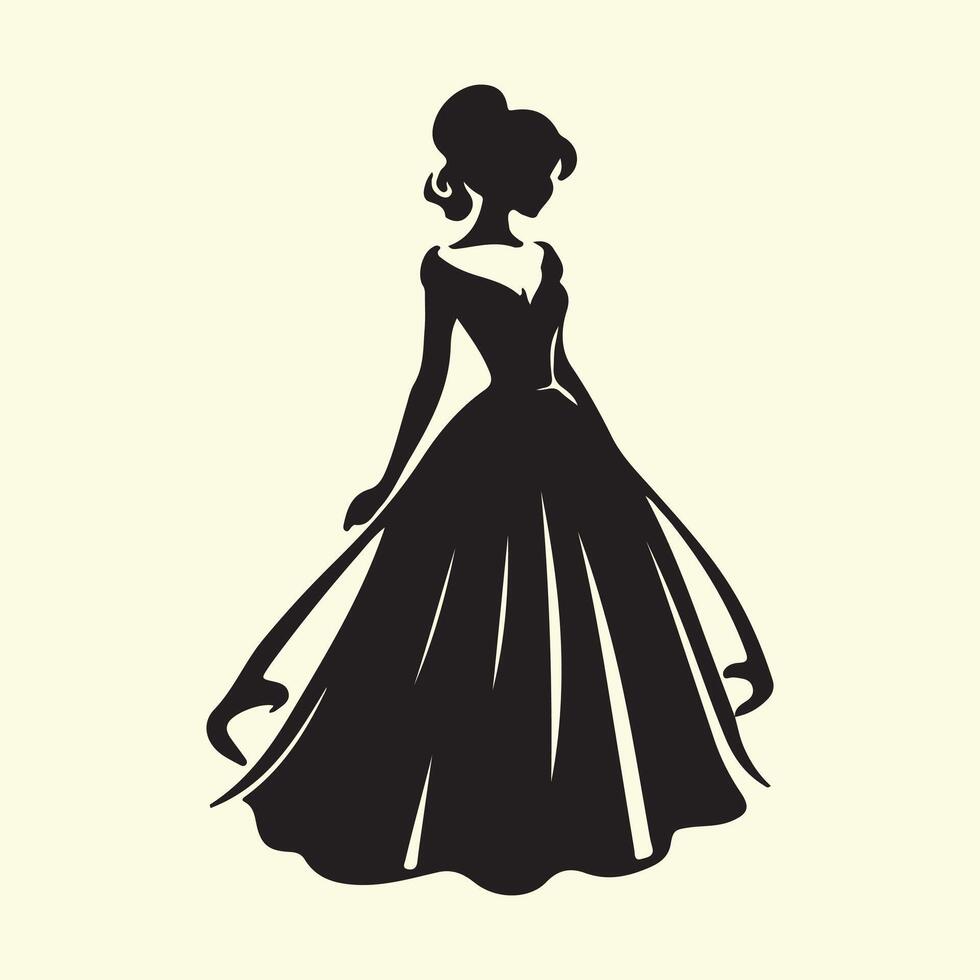 Silhouette of a woman in a long dress vector