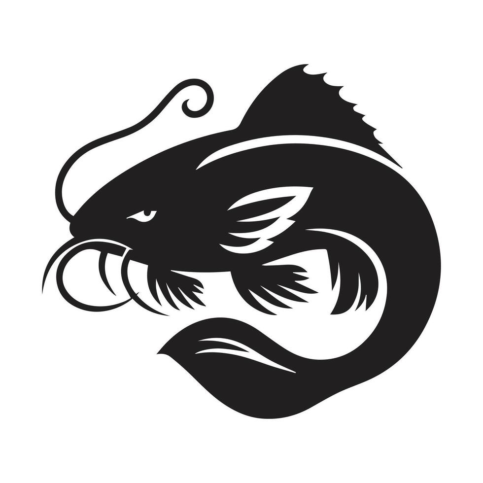 A black and white catfish logo vector
