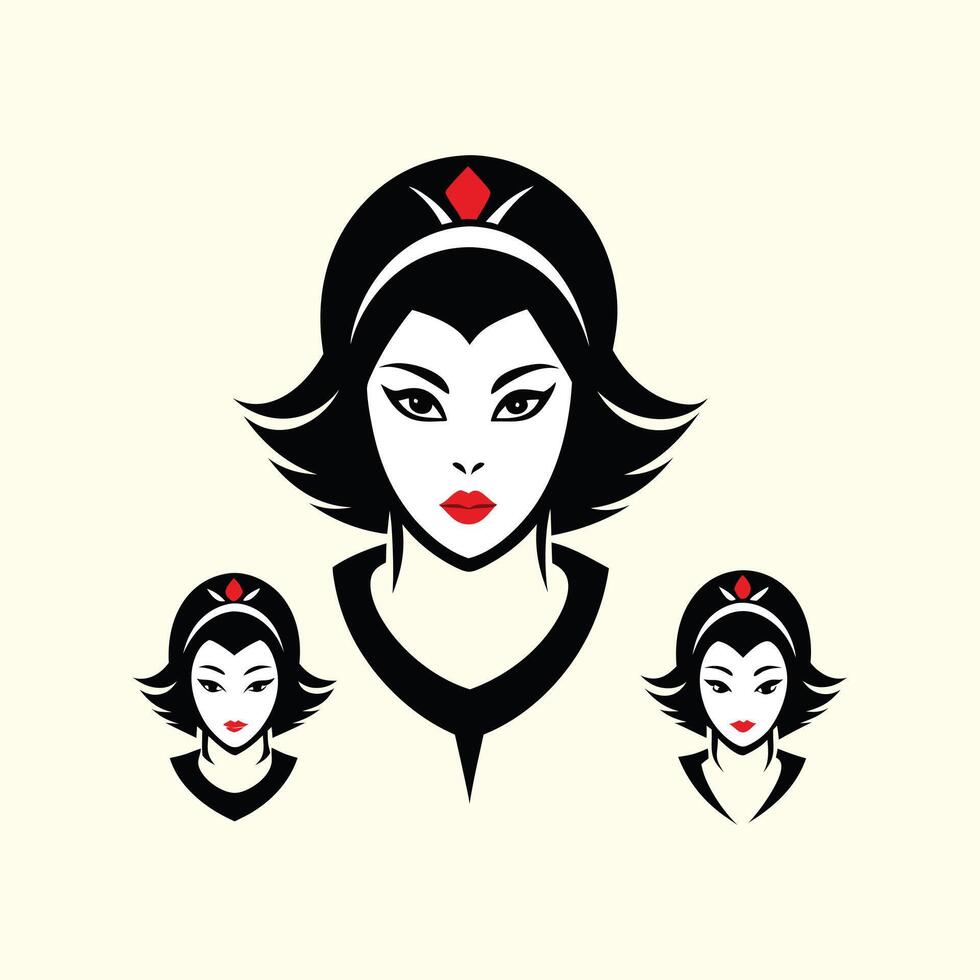 A woman with red lips and a crown on her head vector