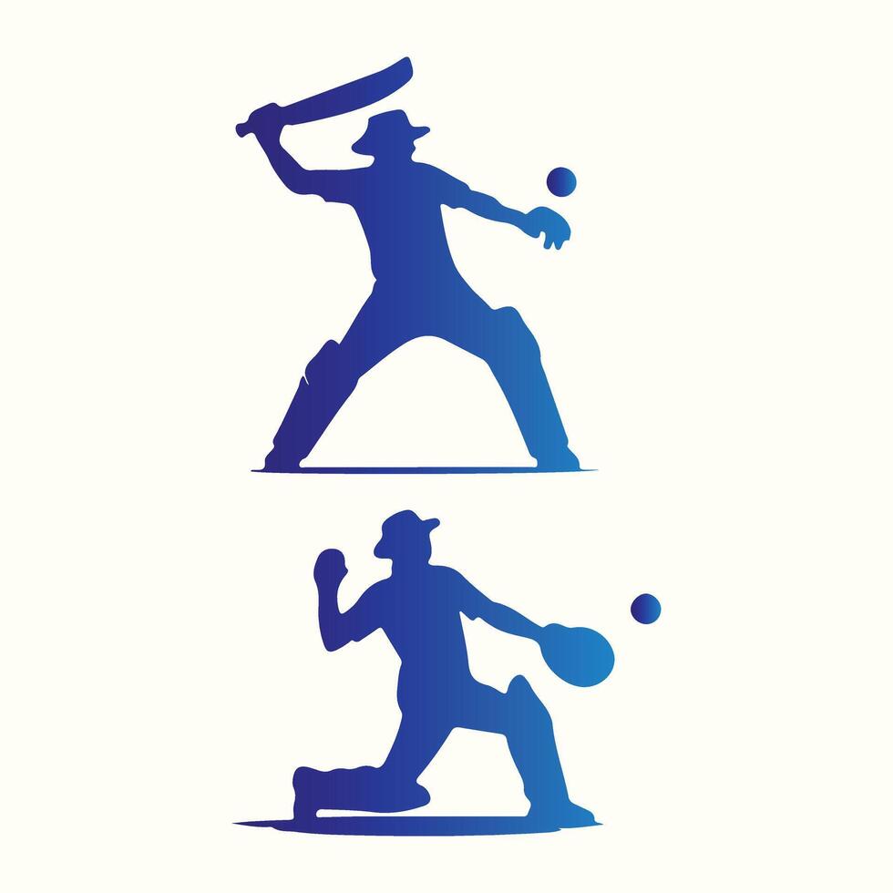 Cricket player silhouette illustration vector