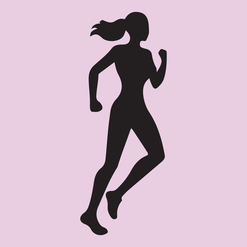 A silhouette of a woman running on a pink background vector