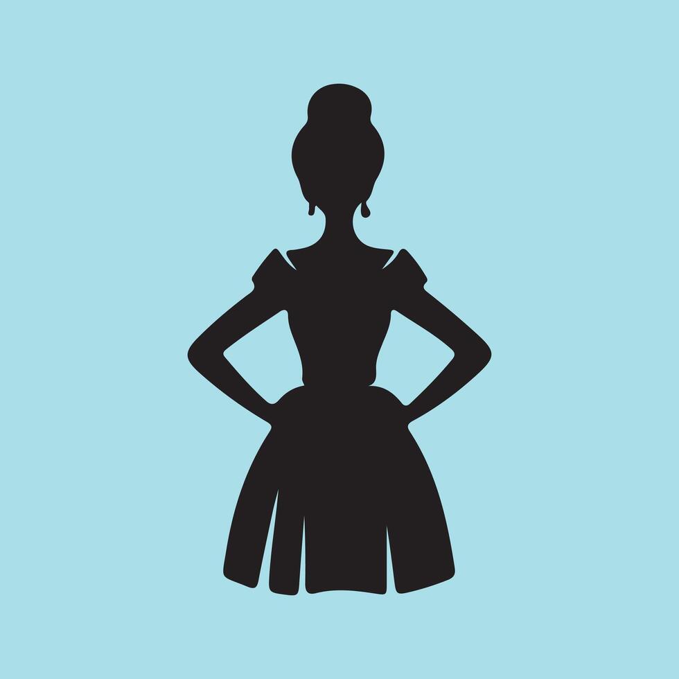 A silhouette of a woman in a dress vector